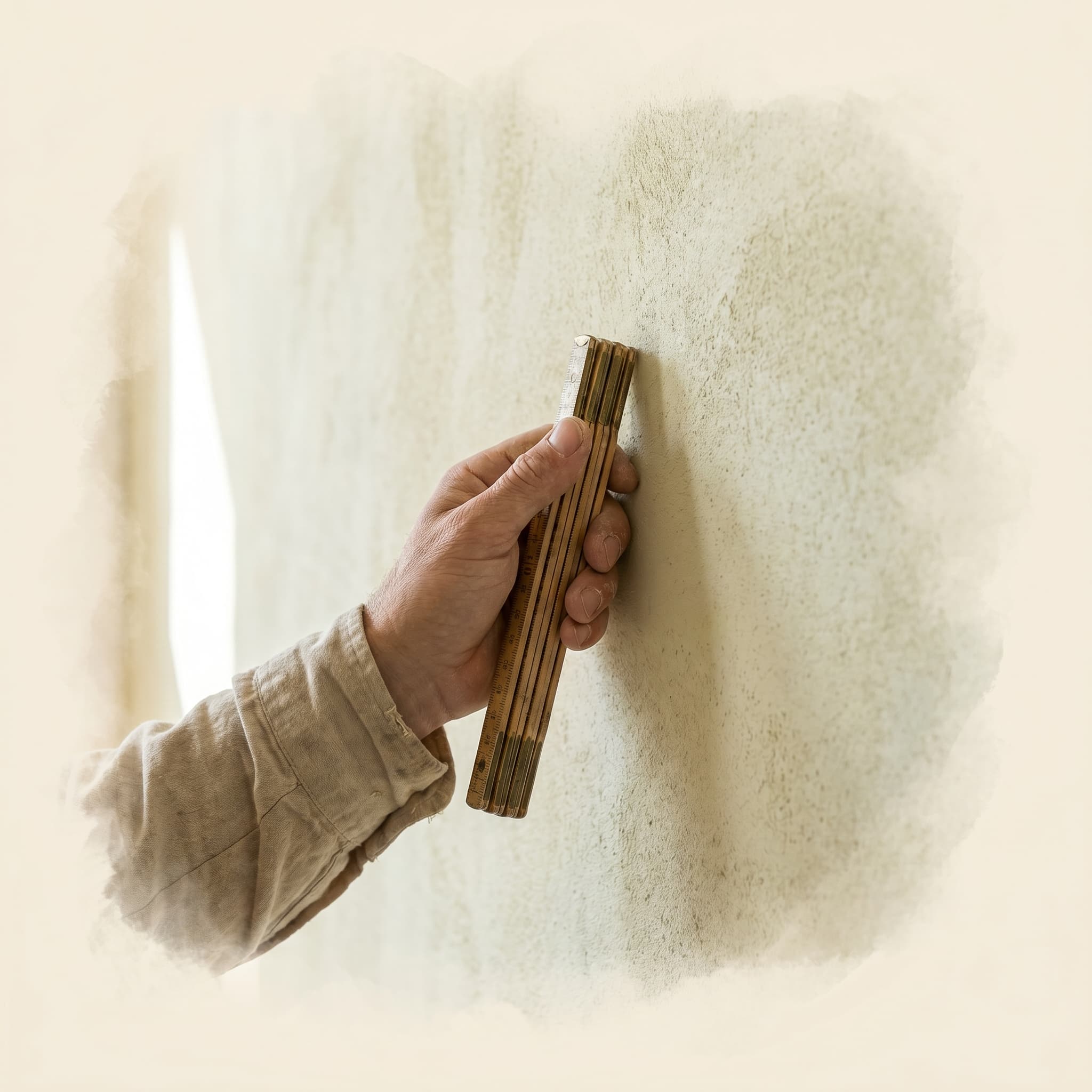 Suivi de chantier — règle sur mur de construction