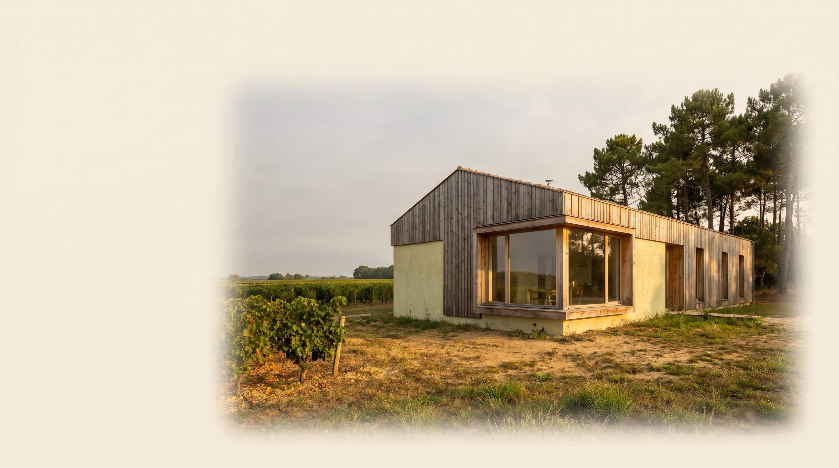 Maison bioclimatique intégrée dans le paysage girondin